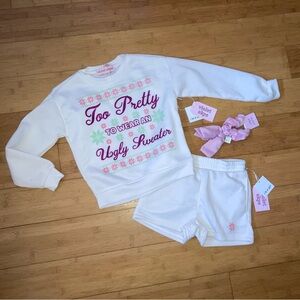 NWT Girls Size 8 Christmas Outfit - Sweatshirt Top & Shorts
